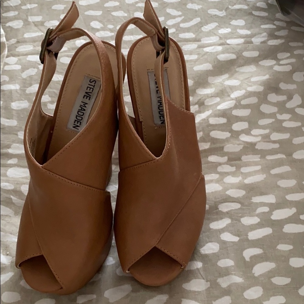 Steve Madden cognac chunky heels